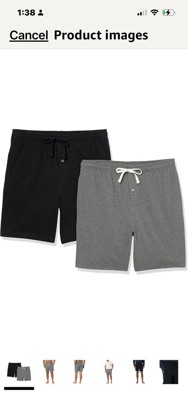 Amazon Essentials Knit Pajama Shorts Black And grey XL